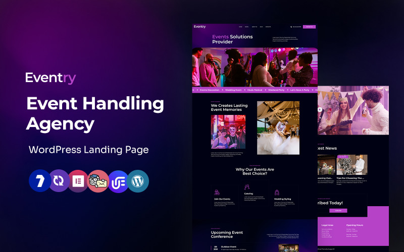 Eventry - Tema WordPress Elementor multifuncional para gestão de eventos
