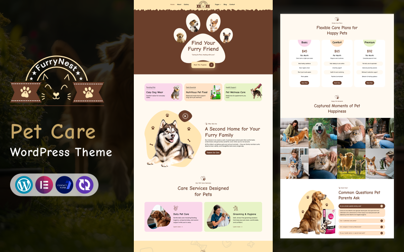 FurryNest – Tema de WordPress para el cuidado y la adopción de mascotas