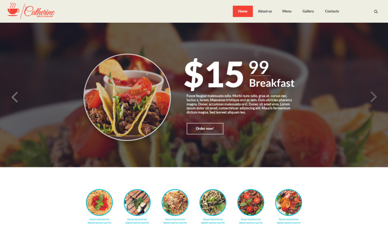 Responsiv webbplatsmall för café och restaurang