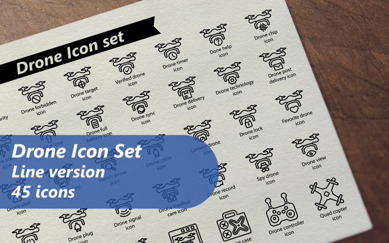 Drone Line Icon Set Template