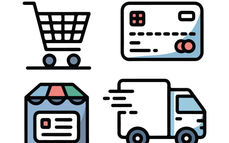 Set di icone vettoriali per l'e-commerce