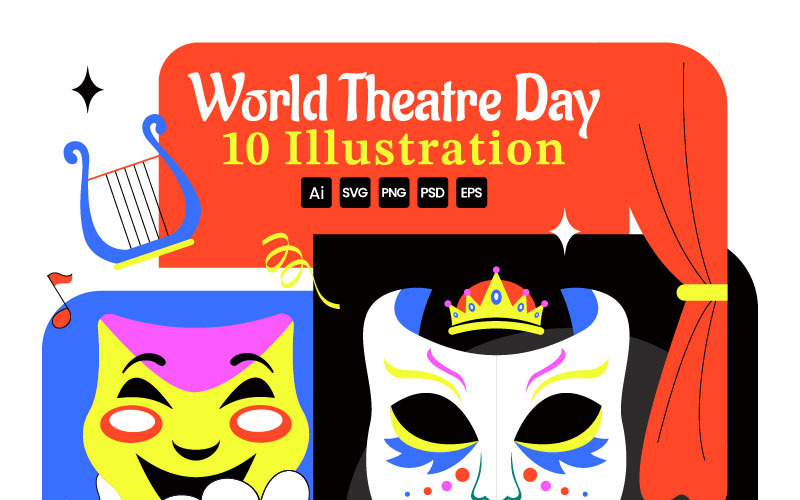 10 Illustrationer för Världsteaterdagen