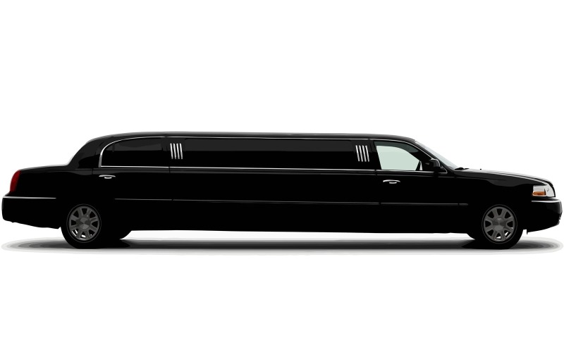 Silhouette d'une limousine noire isolée sur fond blanc