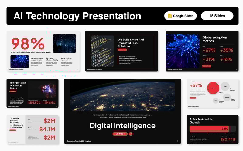Modello di presentazione di Google Slides sulla tecnologia AI