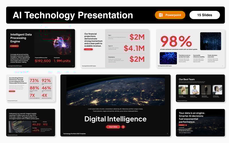 Modello di presentazione PowerPoint sulla tecnologia AI