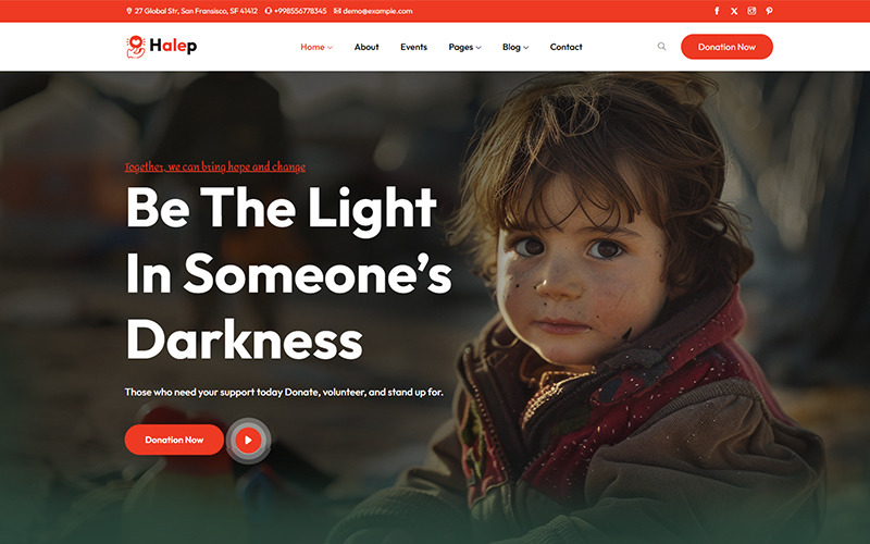Halep - Elementor WordPress-thema voor non-profitorganisaties en goede doelen
