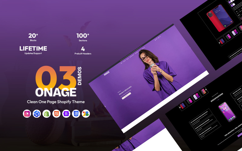 Onage – Een overzichtelijk Shopify-thema met één pagina
