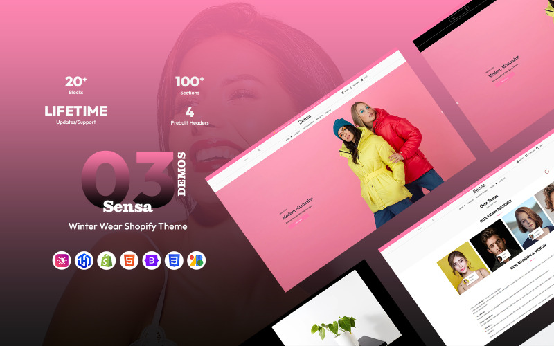Sensa – тема Shopify для універсального зимового одягу з підтримкою RTL