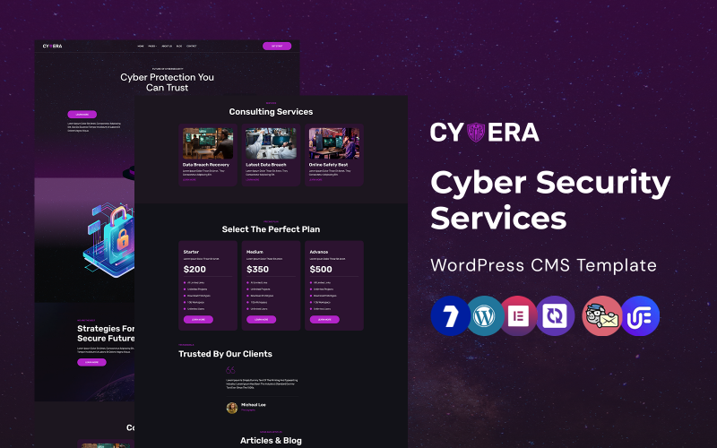 Cyvera – WordPress Elementor-Theme für Cybersicherheitsdienste