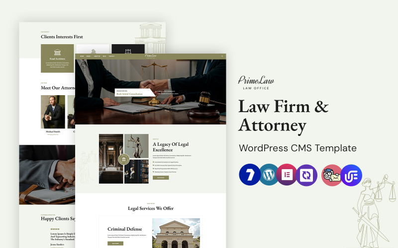 Primelaw – WordPress Elementor-tema för advokatbyråer