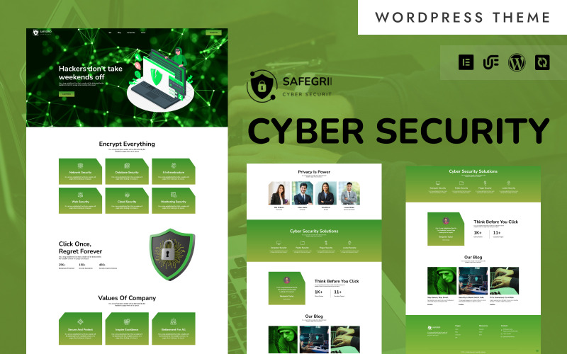 SafeGrid - Kibervédelem, tűzfal és titkosítás WordPress Elementor sablon
