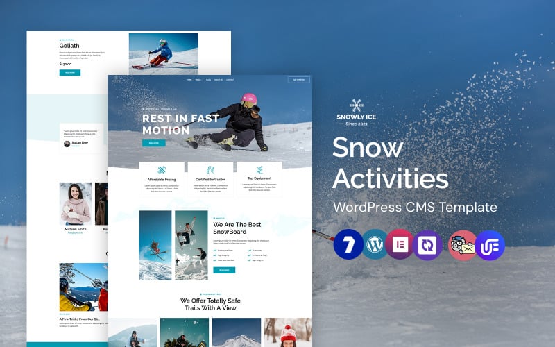 Snowly Ice - Tema WordPress Elementor per stazioni sciistiche e snowboard