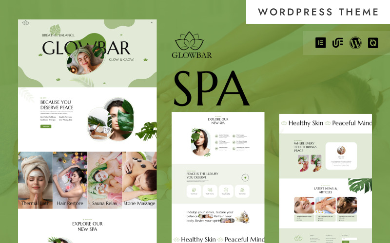 Glowbar - Спа-центр, сауна и аюрведический центр (тема WordPress Elementor)