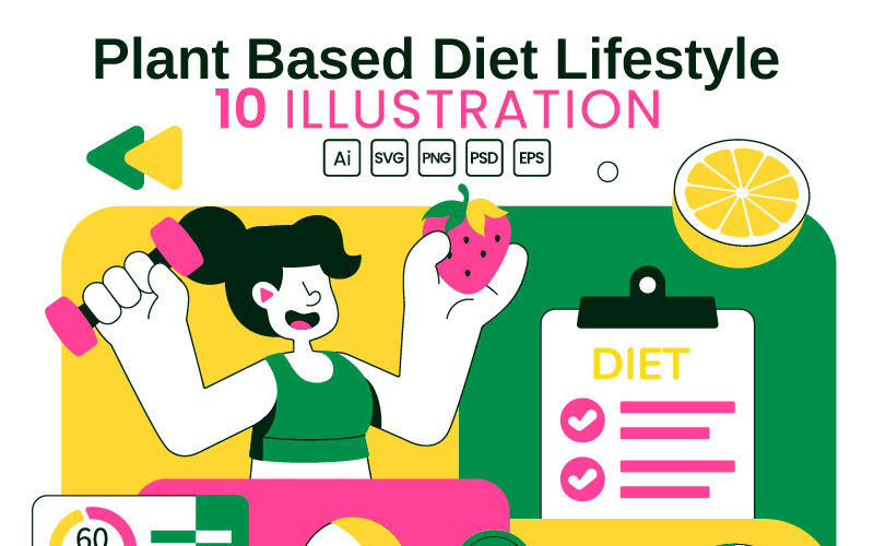 10 Illustrationen für einen pflanzenbasierten Ernährungsstil