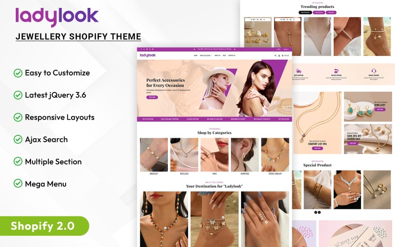 LadyLook – Tema Shopify reattivo per gioielli ed e-commerce