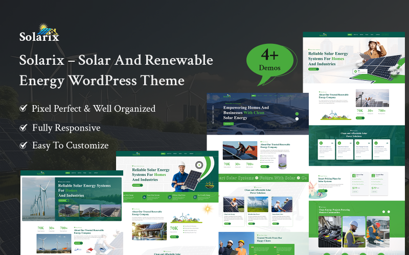 Solarix – WordPress-thema voor zonne-energie en hernieuwbare energie.
