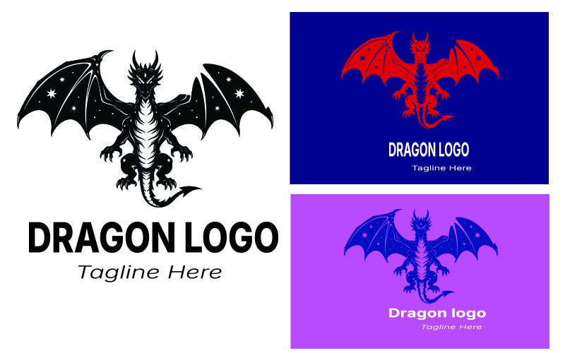 Fantasy Dragon-logotyp i flera färgscheman
