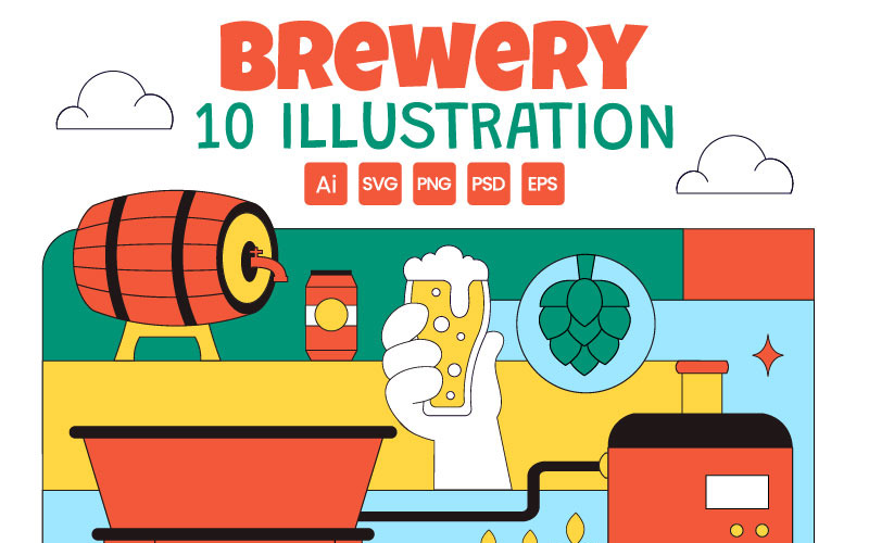 10 Illustration av bryggeriproduktionsprocessen