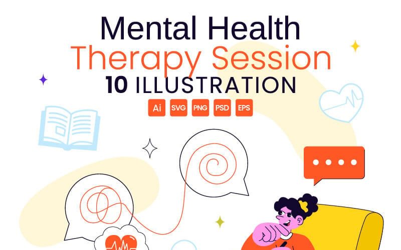 10 illustrationer av psykisk terapisession