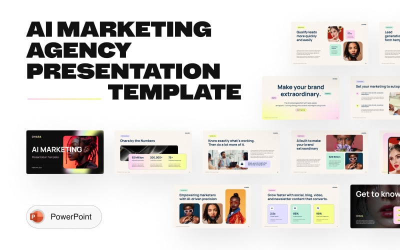 Ohara - Modello di presentazione PowerPoint per l'agenzia di marketing AI