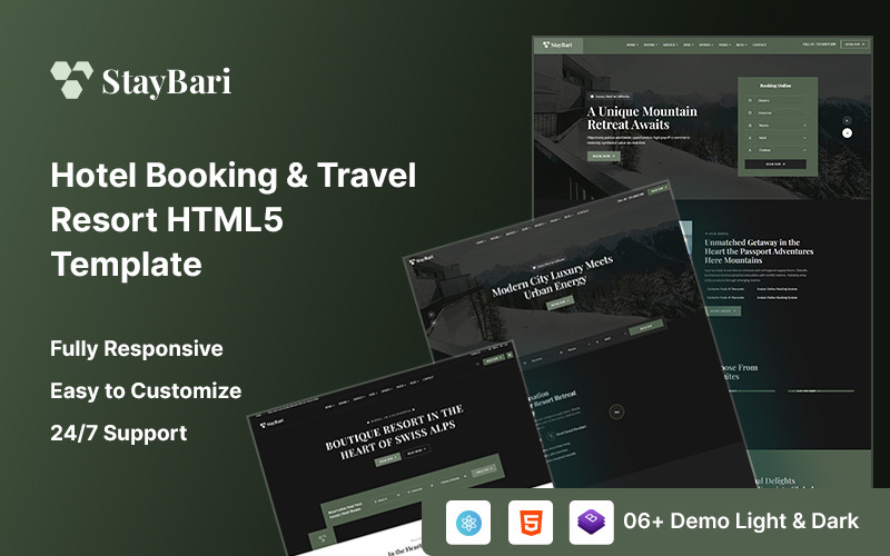 Staybari – Hotellbokning och reseresort HTML5-mall