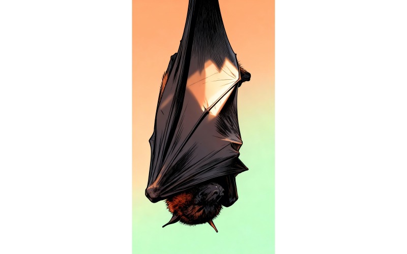 Illustrazione di un pipistrello avvolto in un pisolino Ai + immagine vettoriale lineare