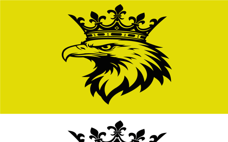 Illustration en noir et blanc d'une tête d'aigle portant une couronne