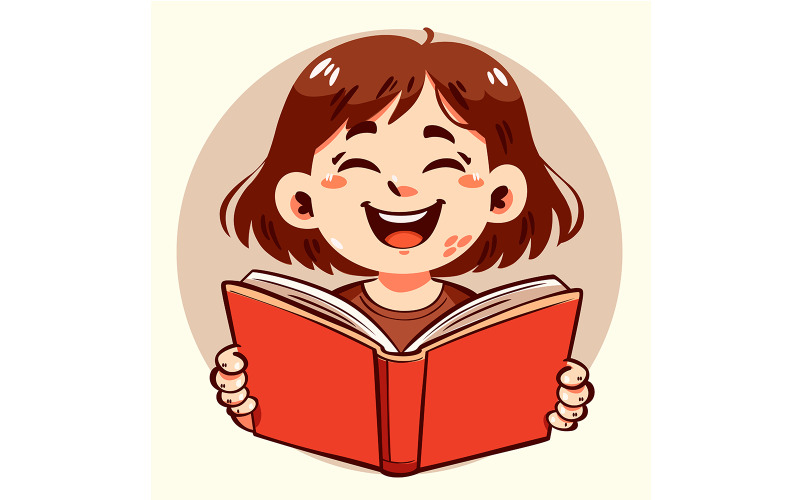 Fille de dessin animé lisant un livre