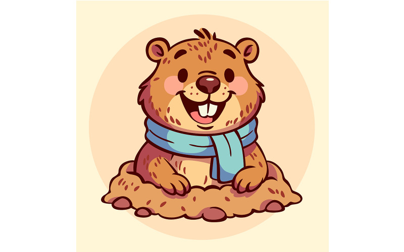 Marmotte de dessin animé dans un trou
