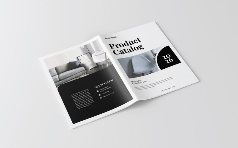 Modello di brochure per catalogo prodotti minimale – Lookbook di mobili moderni, layout editoriale pulito