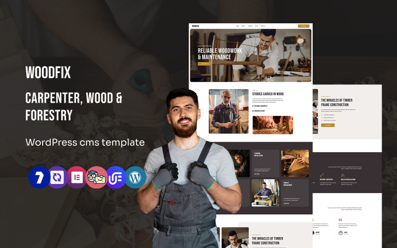 Woodfix - Famegmunkálás és ácsmunka többcélú WordPress Elementor sablon