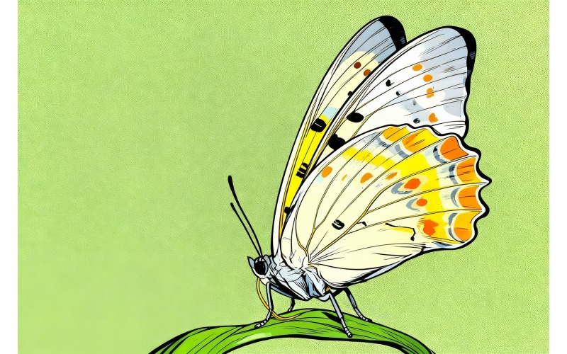 Primer plano de una planta mariposa (imagen de ilustración AI + arte lineal vectorial)