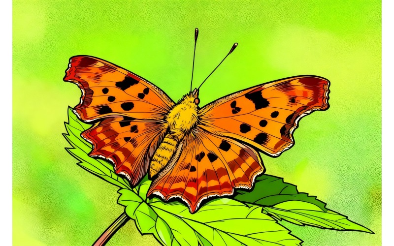 Primer plano de una planta mariposa (imagen de ilustración AI + arte lineal vectorial)
