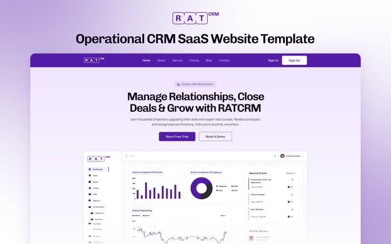 RATCRM – CRM 和 SaaS 管理 Elementor 模板