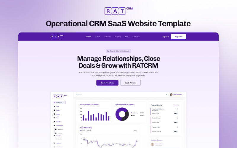 RATCRM – Plantilla Elementor para gestión de CRM y SaaS