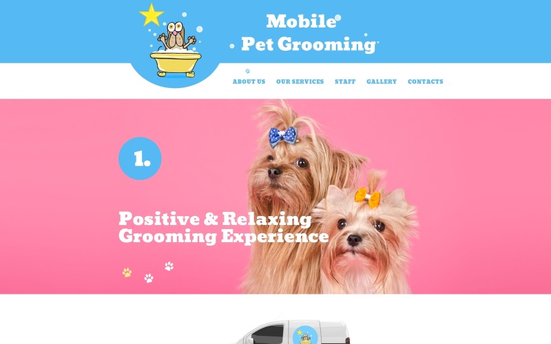 Mobil webbplatsmall för husdjursvård