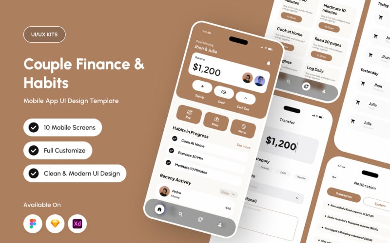 Couplio - Taktilt Couple Fintech-appgränssnitt