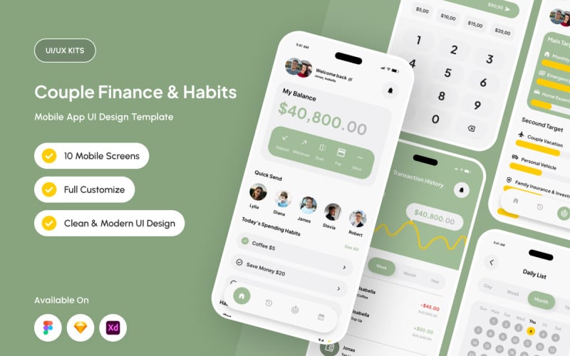 Evorra - Interface de usuário suave para aplicativo de finanças para casais em estilo Bento