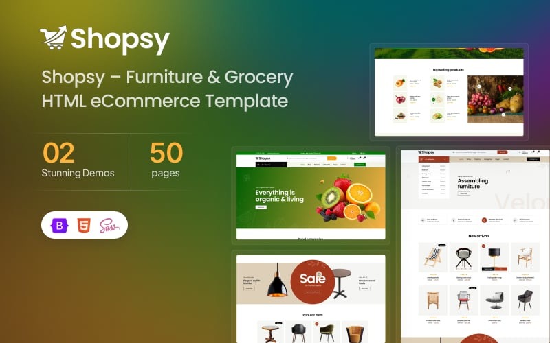 Shopsy – HTML-шаблон для интернет-магазина мебели и продуктов питания