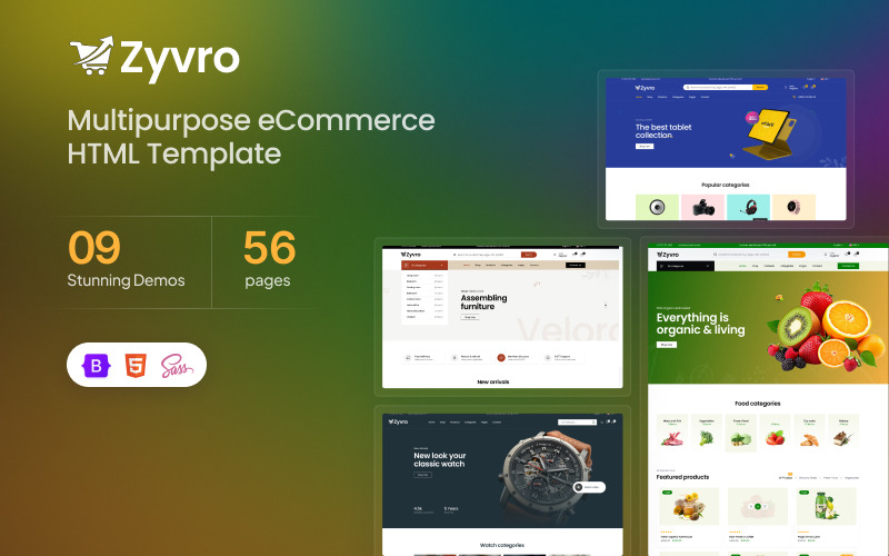 Zyvro – Multifunktionell e-handels-HTML-mall