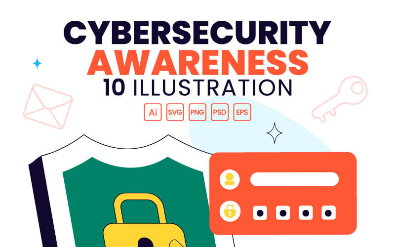 10 Illustration av kampanj för cybersäkerhetsmedvetenhet