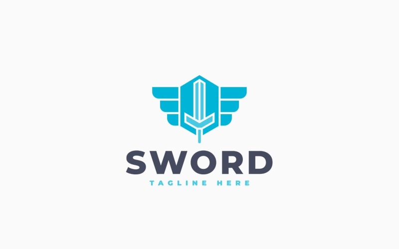 Design de modelo de logotipo para guilda de espadas modernas