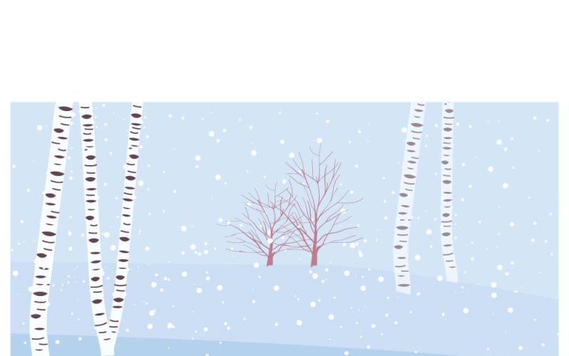 Paysage enneigé de forêt de bouleaux d'hiver, dessiné à la main et enchanteur