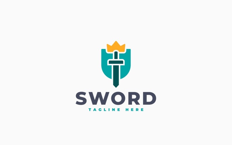 Ontwerp van een logo-sjabloon voor een koningszwaard