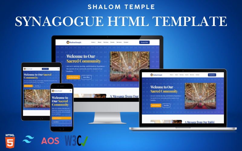 ShalomTemple – Synagogamallar | Synagoga- och religiösa HTML5-mall