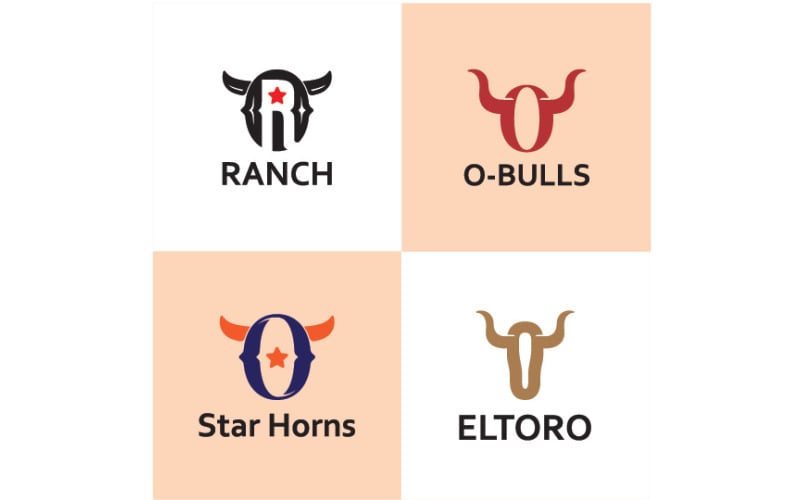 Pacchetto logo con testa di toro visivamente forte
