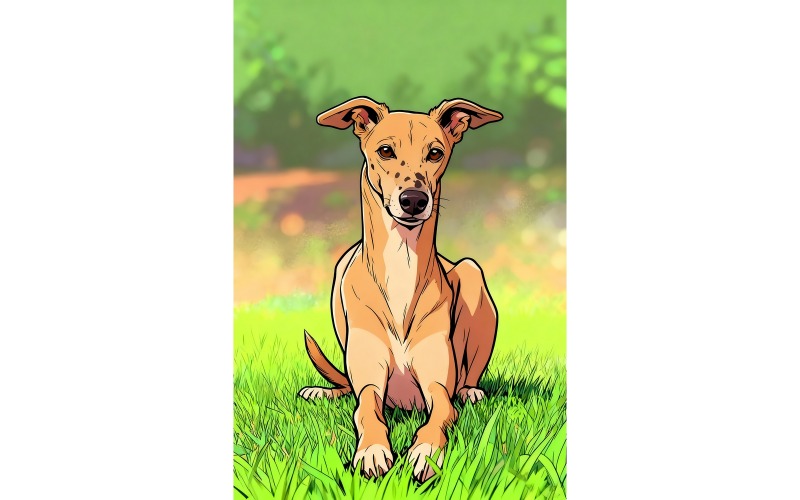 Greyhound s'amusant dans un parc (Illustration IA + Dessin vectoriel)