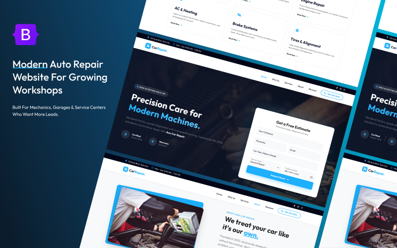 HTML5-sjabloon voor autoreparatie en automechanica