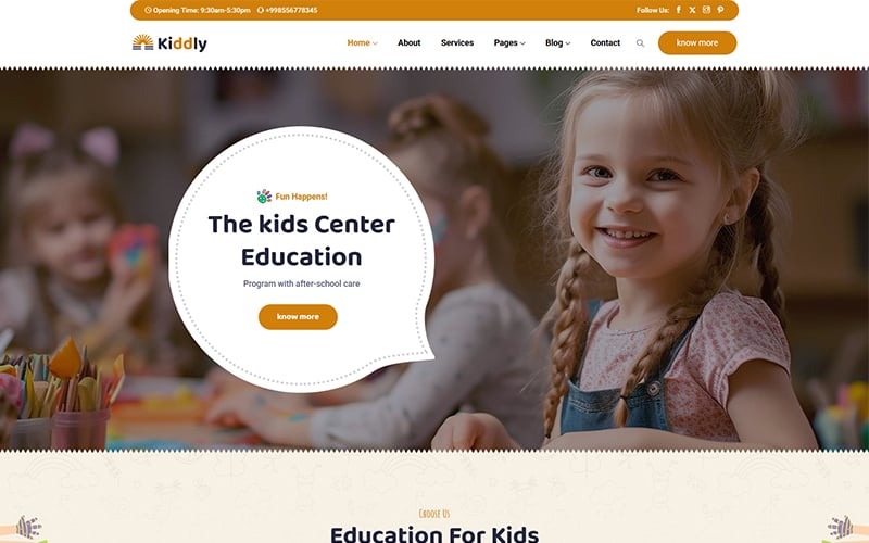 Kiddly - Gyerekeknek szóló tanulási reszponzív Elementor WordPress sablon