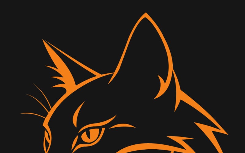 Logo silhouette de tête de tigre orange pour mascotte, animaux et faune sauvage
